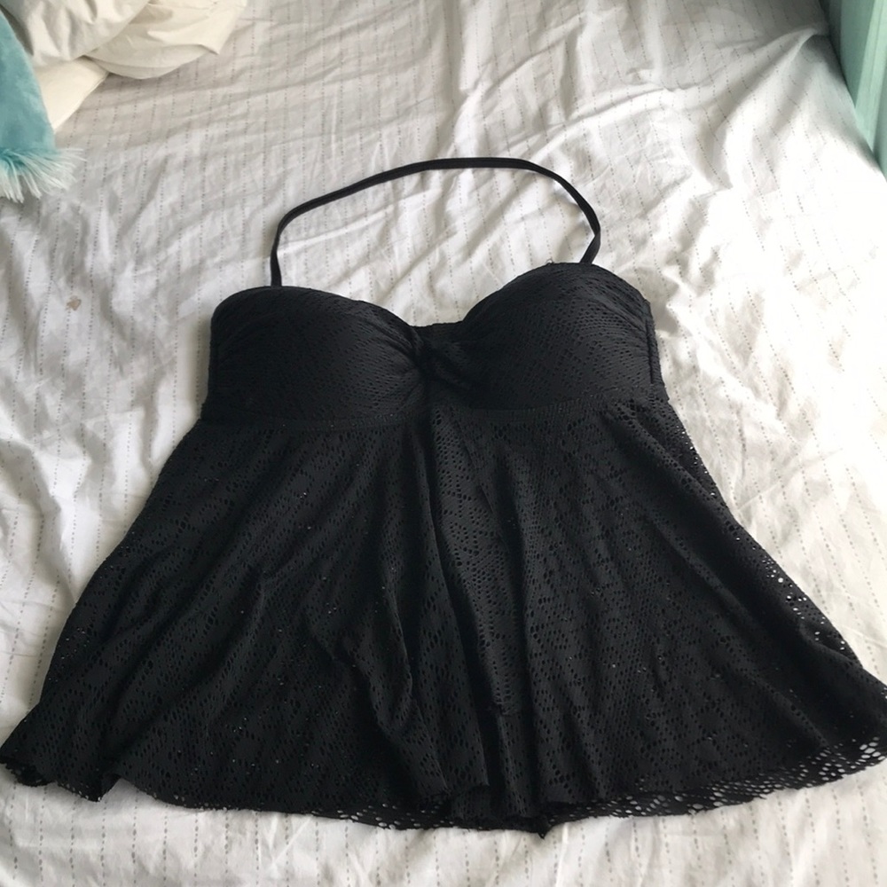 Black mesh tankini top
